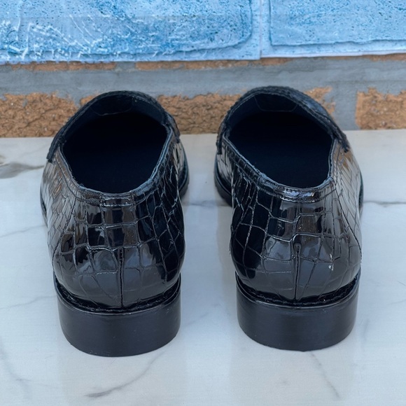 stuart weitzman croc embossed patent leather loafers size 8 - Picture 9 of 11